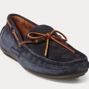 Ralph Lauren , Roberts Navy suede driving Loafers with Brown Accents, Size 11.5